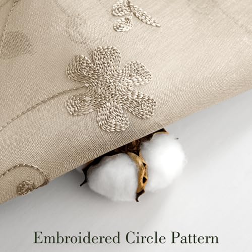 Taupe Sheer Curtains 84 Inches Long 2 Panels Beige Embroidered Floral Pattern Semi Sheer Window Curtains for Bedroom Living Room (52"W x 84"L (Pack of 2) / Taupe/Beige)