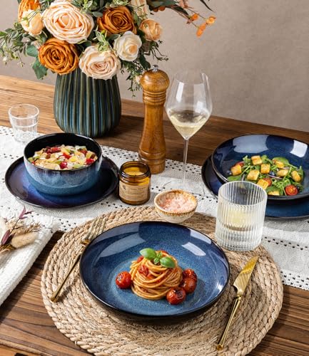 Ceramic Dinnerware Sets for 4 (Modern-Blue / Service for 4 (16pcs P))