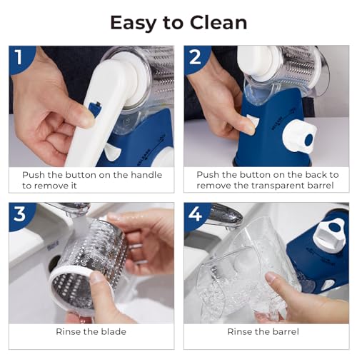 3‑Blade Rotary Cheese Grater for Kitchen (3 blades / Dark Blue)