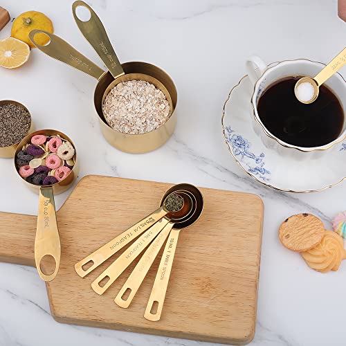 9pcs 304 Stainless Steel Measuring Cups & Spoons (Gold)