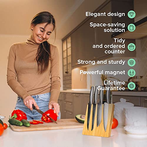 Magnetic Knife Block Without Knives By Coninx (Natural Bamboo)