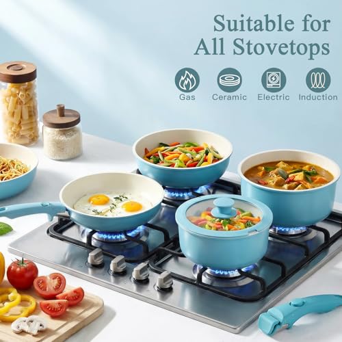 11pcs Pots and Pans Set Non Stick (Light Blue Gradient / 11PCS)