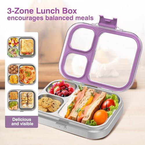 Stainless Steel Bento Lunch Box (Purple / 27oz (800ml))