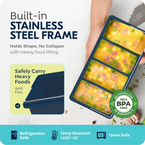 Silicone Freezer Trays with Lids (Dark Blue)