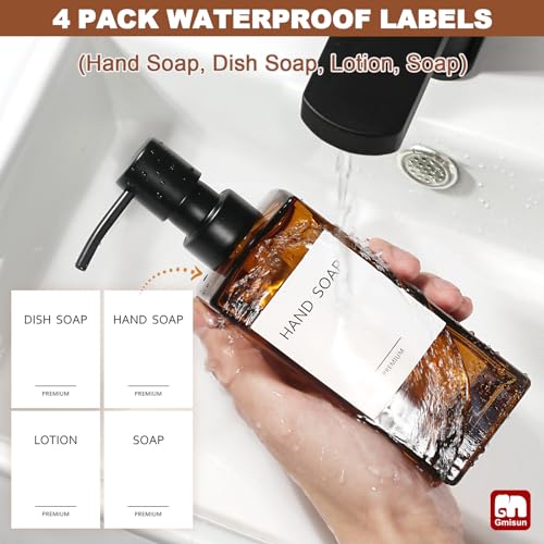 Amber Glass Soap Dispenser (Amber Bottle + Black Pump / 2 Pack)
