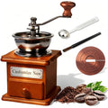 Customizable Wooden Manual Coffee Grinder Set Hand Crank Mill with Removable Bin Dust Cover & Scoop Personalized Nameplate Gift for Camping