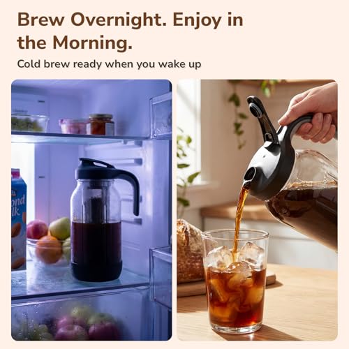 64 oz Cold Brew Coffee Maker with Stainless Steel Filter (Black / 64 Ounces)