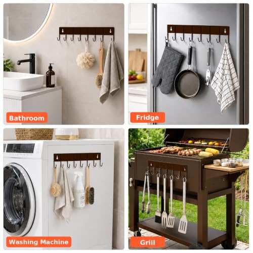 Metal Magnetic Spice Rack 4 Pack with Hook (Bronze / 4-Pack with 1 hook)
