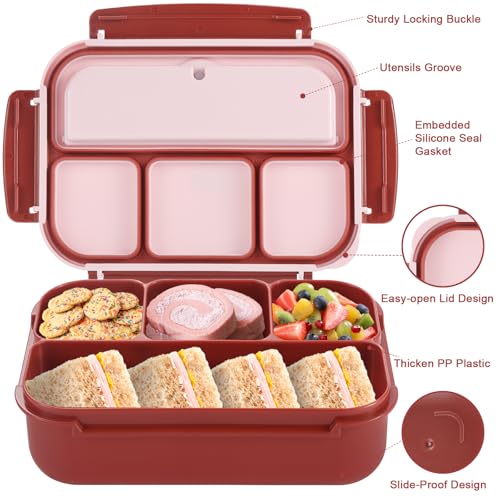 Bento Box Adult Lunch Box (Retro Red / 1200ML)