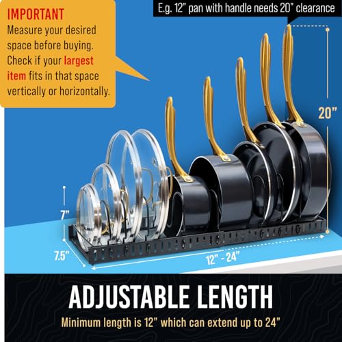 Adjustable Bakeware Pots and Pans Organizer Under Cabinet (11 Divider)
