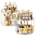 2 Pack 2 Tier Lazy Susan Turntable Organizer 10.6'' Rotating Spice Rack Organization for Cabinet (Amber / 10.6in 2 Pack)