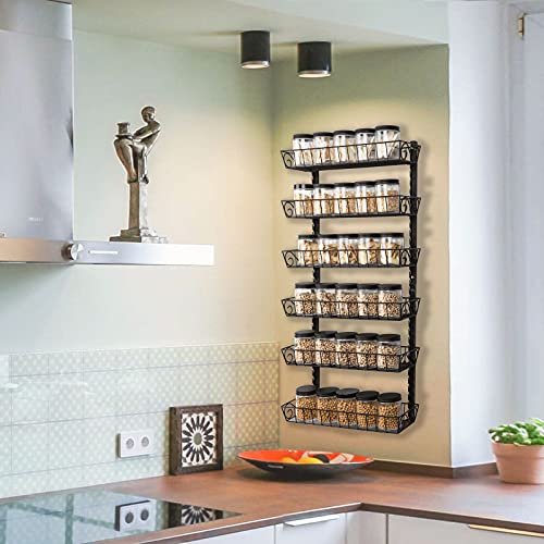 Adjustable Wall Mount Spice Rack (6-Tier / Black)