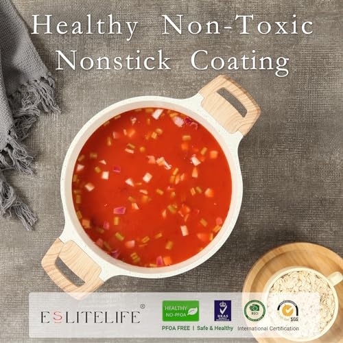 Nonstick Stock Pot with Lid (3 Quarts / White)