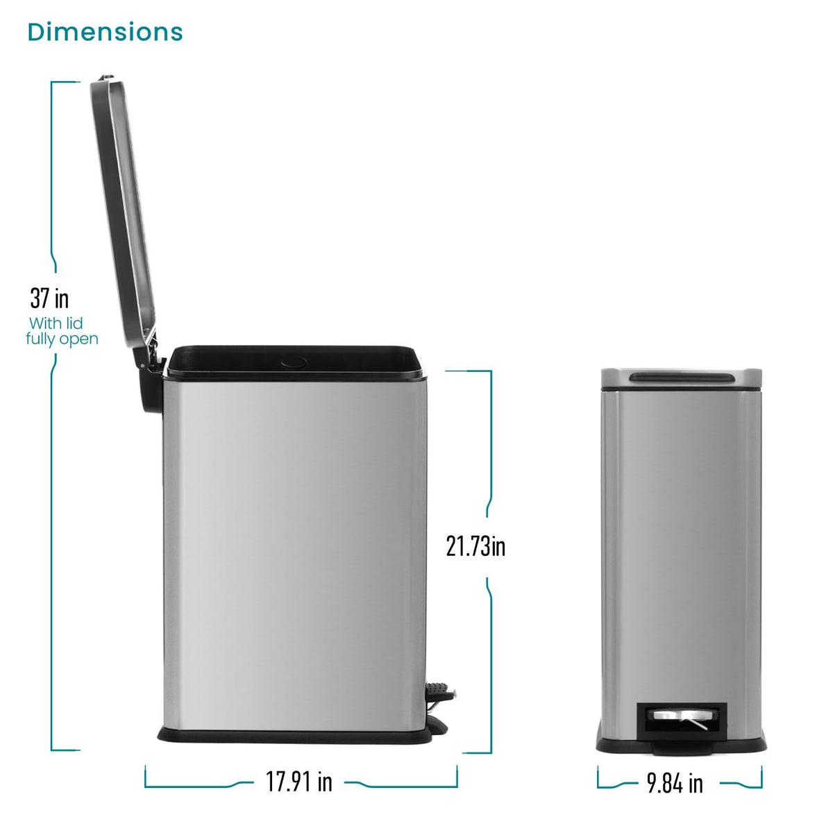 8 Gallon Kitchen Trash Can with Slim Fit Design (Silver / Solid)