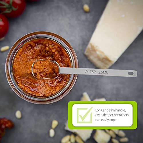 2PCS 1/2TSP(2.5ML) Measuring Spoon, Stainless Steel Long Handle Teaspoons (1/2tsp|1/6tbsp|2.5ml)