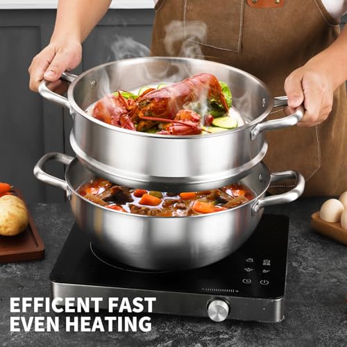 Tri Ply Stainless Steel 12 Inch Everyday Pan With Lid (Silver / 7.4 Quarts)