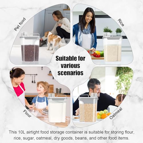 10 13 Lbs Upgrade Capacity Dog Cat Food Storage Container (Grey / 10L-1pack)