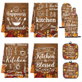Fall Brown Kitchen Decor Set (Brown Wood Grain)