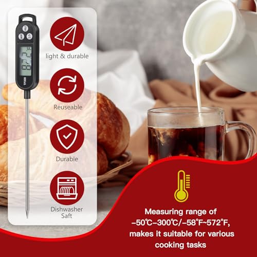 12 Pcs Meat Food Thermometer Food with Probe (Black)