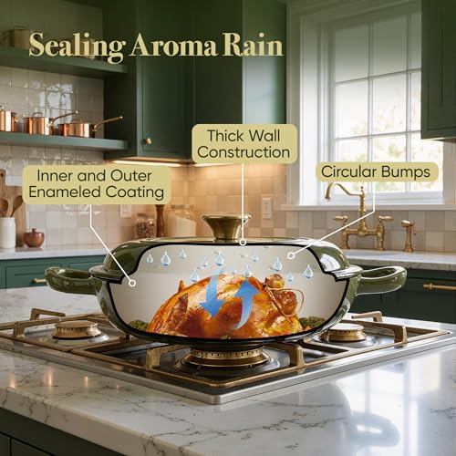 3 Quart Enameled Cast Iron Braiser (Golden Green)