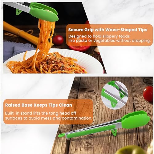 Kitchen Cooking Tongs Set (Green)