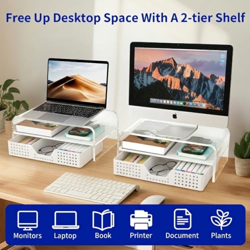 Desk Organizer and Accessories (Transparent 1-Pack / 18" x 9.1" x 5.6")