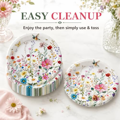 50 Pack Wildflower Paper Plates