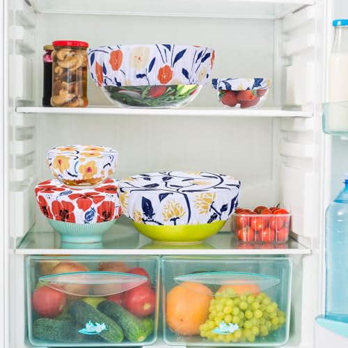 5 Pieces Bowl Covers Reusable (Floral)