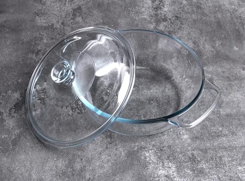 Clear Round Glass Casserole with Lid (1.7-Quart Round)
