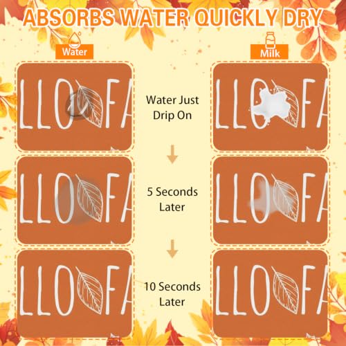 Fall Dish Drying Mat Autumn Decor Kitchen Countertop (Orange 3 / 23" x 15")