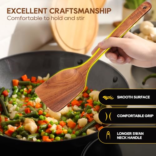 Wooden Spoons for Cooking 10PCS Teak Wood Cookware Utensil Set (10 PCS SET)