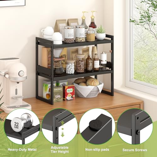 Expandable Kitchen Countertop Organizer (Black-1 Pack / 8.7''D*13-22.6''W*8''H)