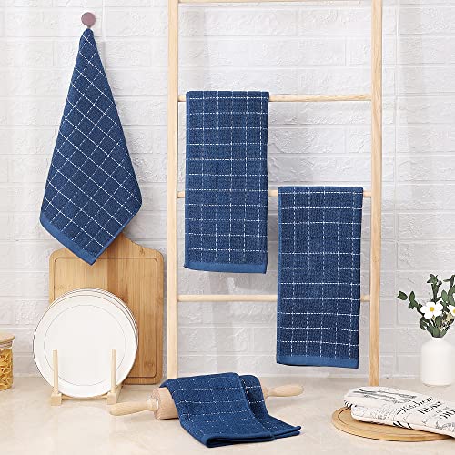 100% Cotton Terry Kitchen Towels (Navy Blue / 13 X 28 - 4 Pack)