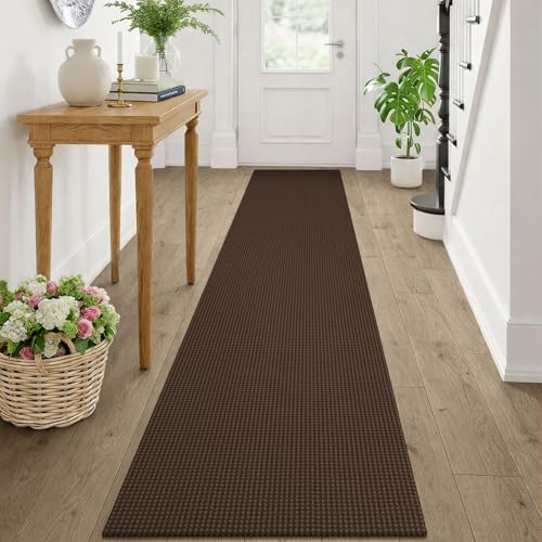Cotton Runners Rugs for Hallway 2x10 (Brown/Dark Brown / 2' x 10' (Runner))