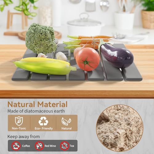 Foldable Stone Dish Drying Mat (Light Gray / 15.5" x 11.8")