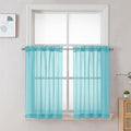 Aqua Sheer Curtains 36 inch Length 2 Panels Set (Aqua / 42"W x 36"L (Pack of 2))