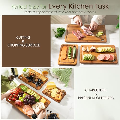 Deep Carbonized Bamboo Cutting Boards for Kitchen (Deep-Carbonized / 4 Pcs)