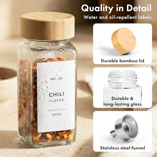 Glass Spice Jars with Label (White Labels)