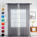 Solid Sheer Rod Pocket Curtain Voile Draperies 2 Panels White Beige Black Grey Coffee 52 Inch Width 54 Inch Long 1 Pair for Kitchen Bedroom Children Living Room Yard (Grey / 52"W x 54"L (Pack of 2))