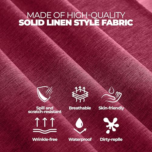 Christmas Red Waterproof Round Table Cloth for Round (Burgundy / 60" (Round))