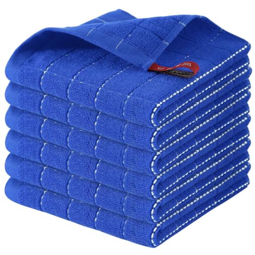 100% Cotton Terry Kitchen Dish Cloths (Blueberry / 12 X 12 - 6 Pack)
