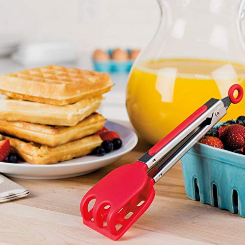 Mini Easy Grip Waffle Tongs Holder (Red)
