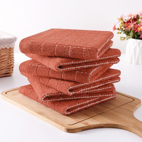 100% Cotton Terry Kitchen Towels (Rust / 12 X 12 - 8 Pack)