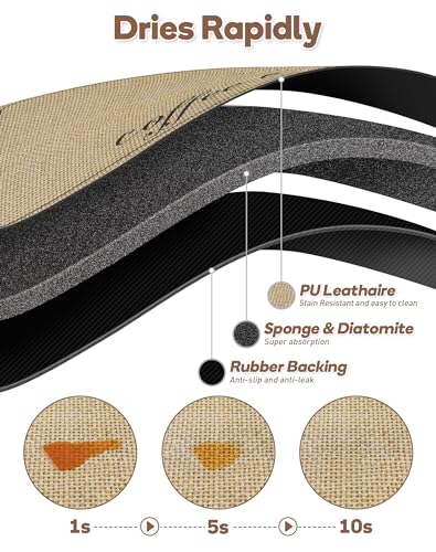 Coffee Mat Quick Dry Absorbent Dish Drying Mat 19.6 x 11.8 in (Coffee Bar / 11.8" x 19.6")
