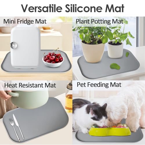 Silicone Coffee Maker Mat with Lip for Countertops (Grey / 17.4'' x 10.6'')