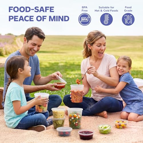 8 oz Plastic Deli Containers with Lids [48 Sets] Food Storage (8 oz)