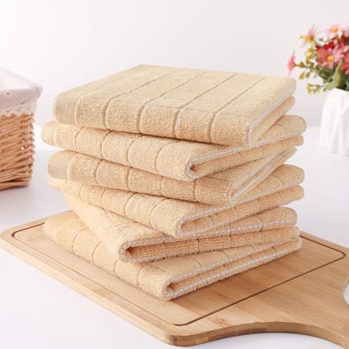 100% Cotton Terry Kitchen Dish Cloths (Apricot / 12 X 12 - 6 Pack)
