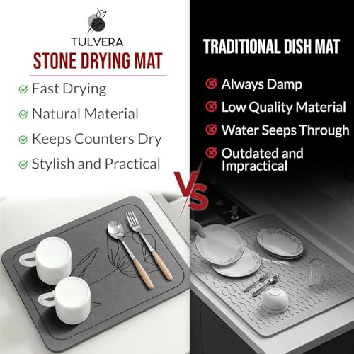Stone Dish Drying Mat for Kitchen Counter (Classic Floral / 15.7" x 11.8")