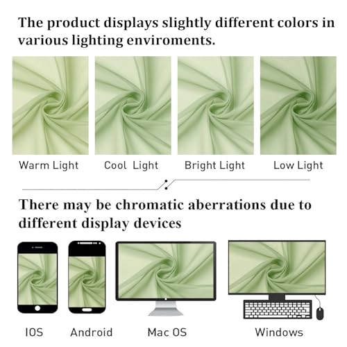 Light Green Sheer Curtains 63 Inch Length 2 Panels Set (Light Green / 42"W x 63"L (Pack of 2))