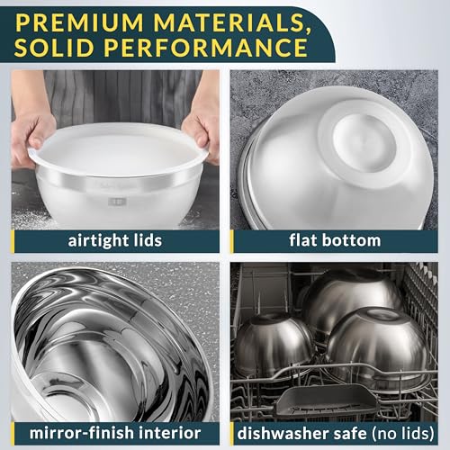 Stainless Steel Mixing Bowls with Lids Set of 3 (Set of 3)